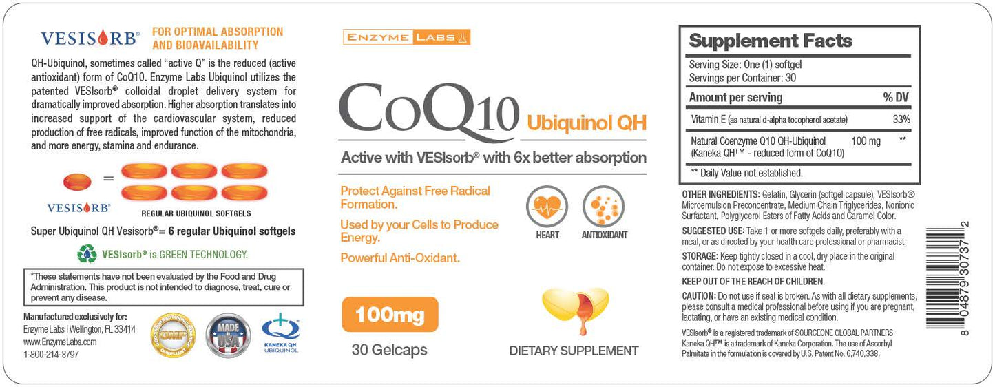 Ubiquinol QH COQ10 30 Day Supply